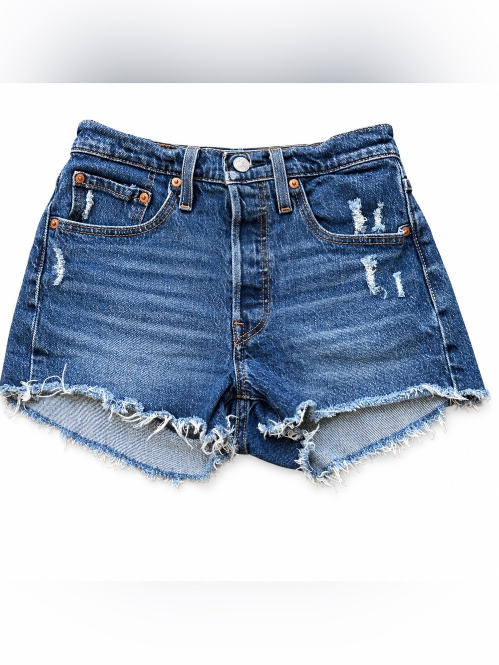 Levi’s 501 High Rise Denim Shorts W26 Distressed Raw Hem